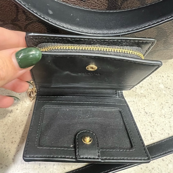 Coach Signature Brown and Black Shoulder Bag & Wallet - Picture 2 of 3